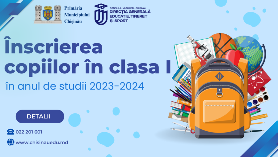 Înscrierea copiilor în clasa I în anul de studii 2023-2024